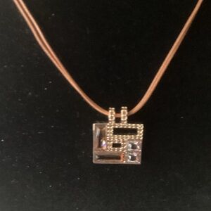 Swarovski Gold Crystal Geometric Square Pendant Necklace